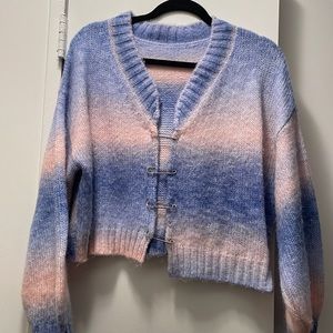 Tie dye open front sweater